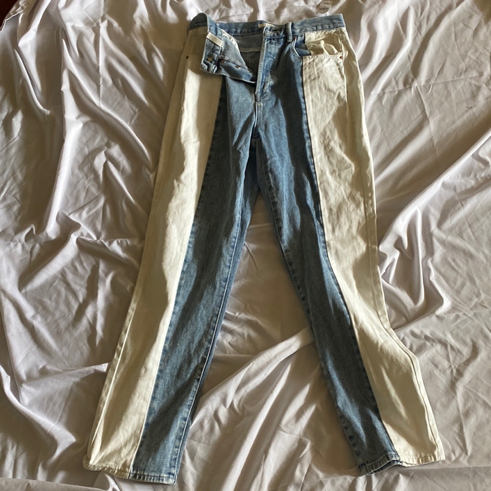 NEVER WORN BRAND NEW White Blue Denim Baggy Dad Jeans